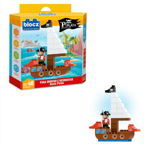 Brinquedo Blocos Navio Pirata