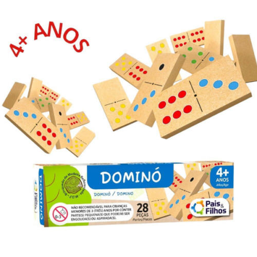 Jogo Dominó De Madeira Cores
