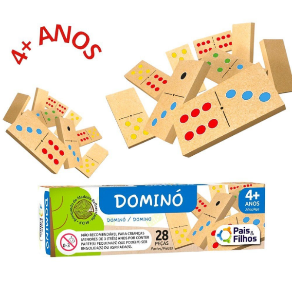 Jogo Dominó De Madeira Cores